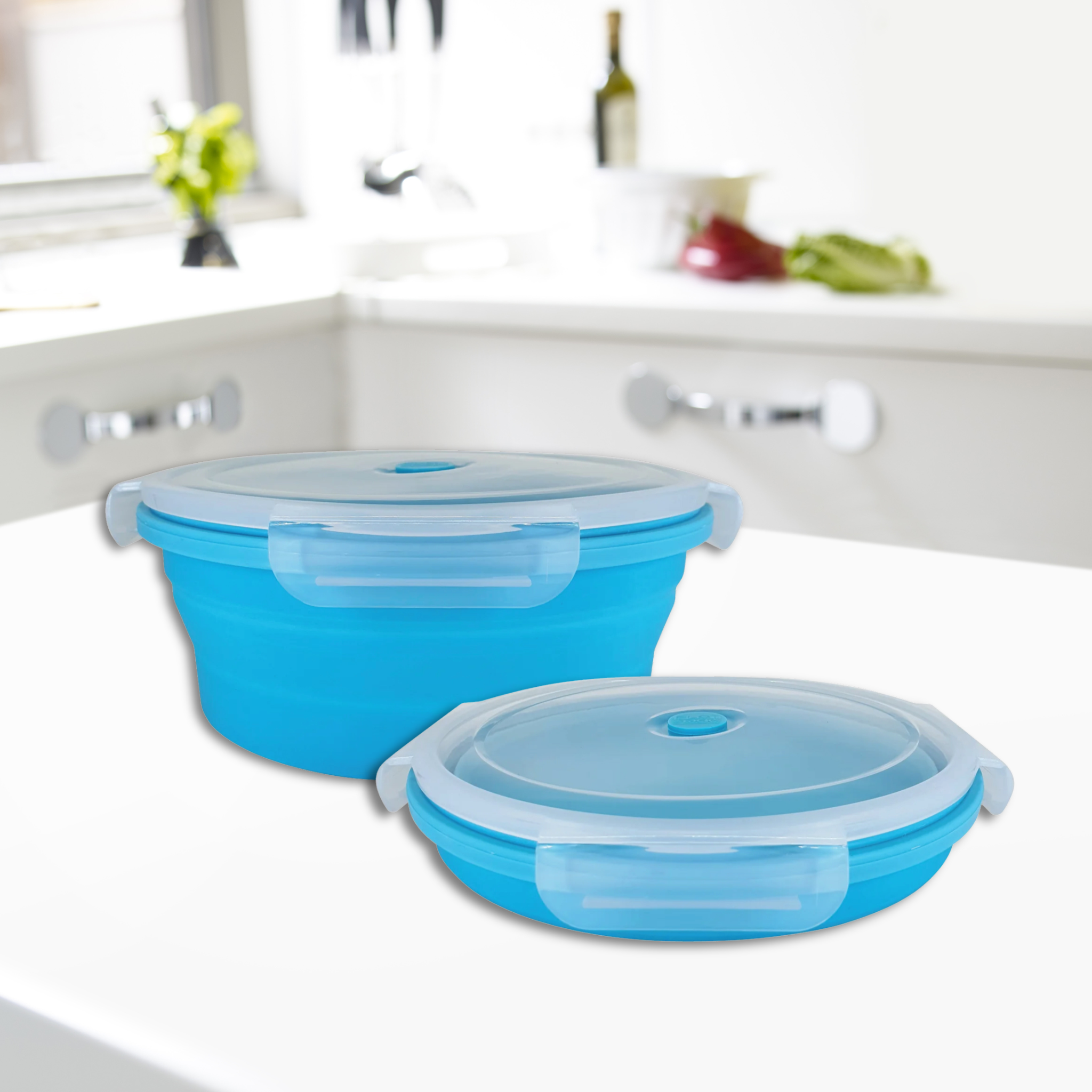 Flat Stacks Collapsible Silicone Food Storage Containers Salad Bowl Ocean Canada