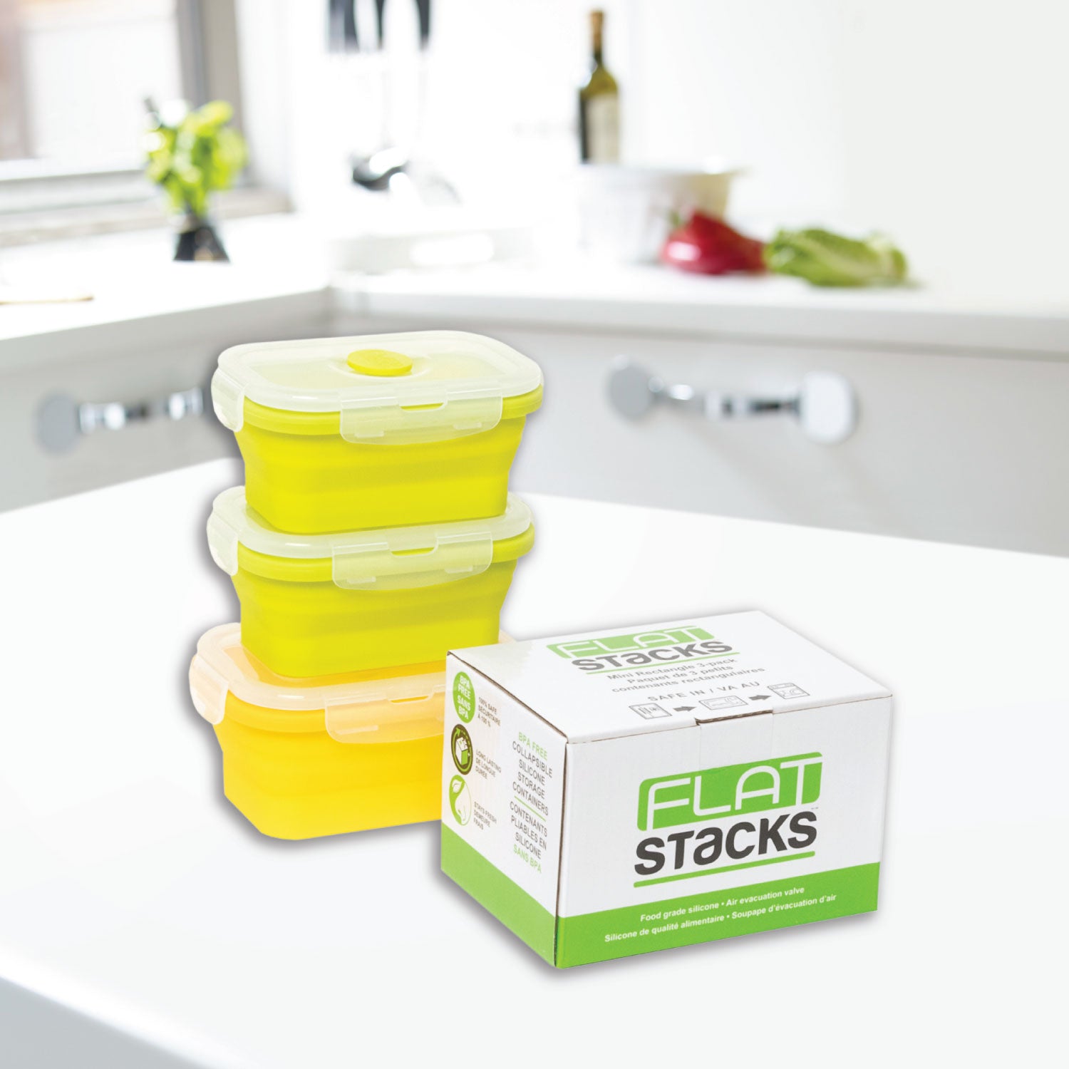Flat Stacks Food Storage Container Set (3 Snack Size)