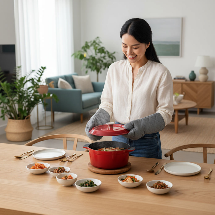 WOLL Cast Iron 24cm Round Casserole - Red