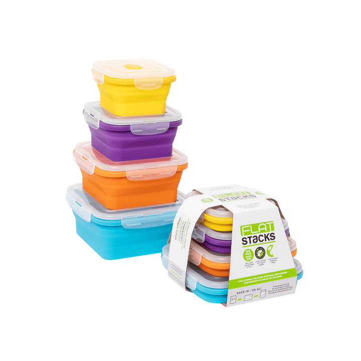 Flat Stacks Food Storage Container Set (4 Square) by Ocean Canada