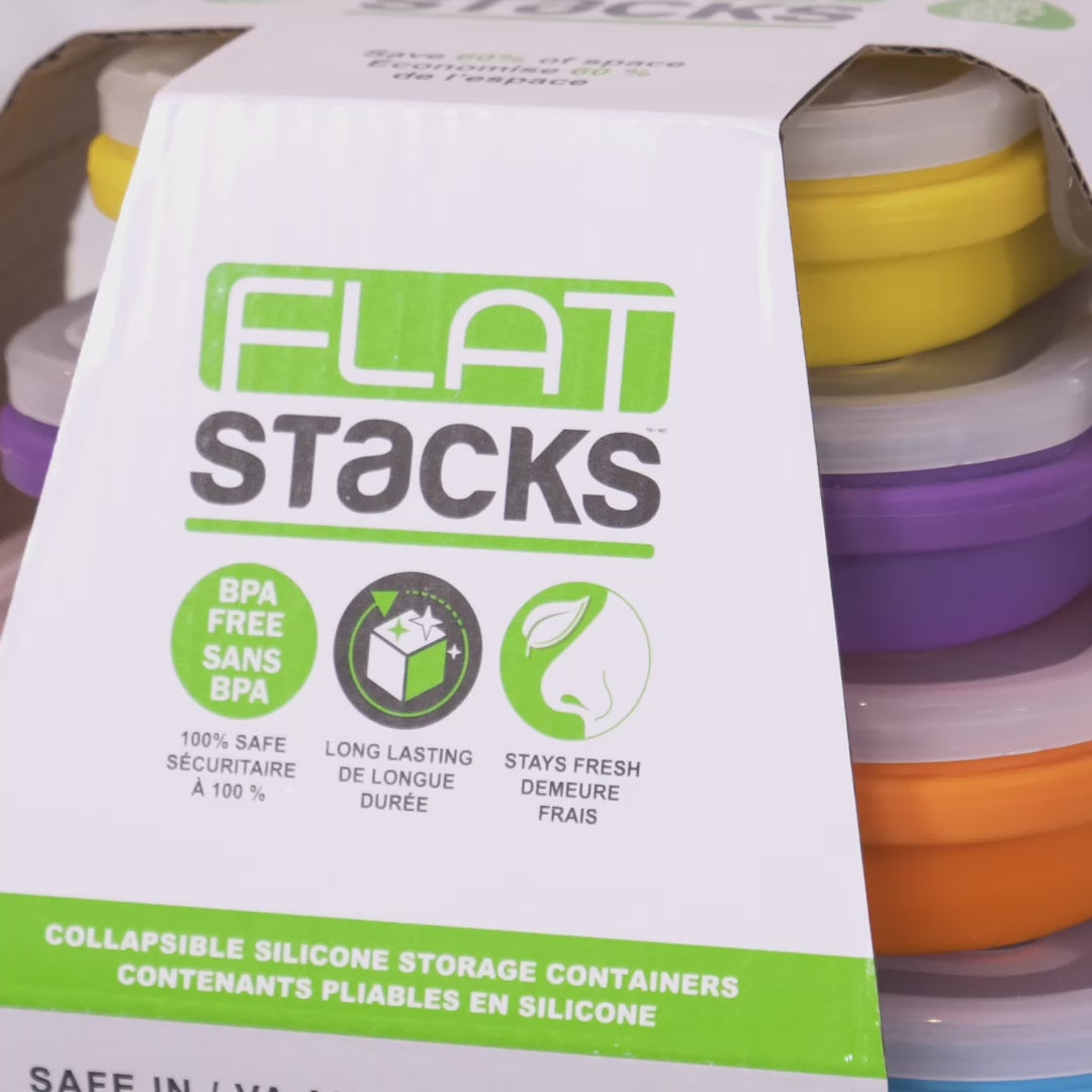 Flat Stacks Food Storage Container Set (4 Rectangle)