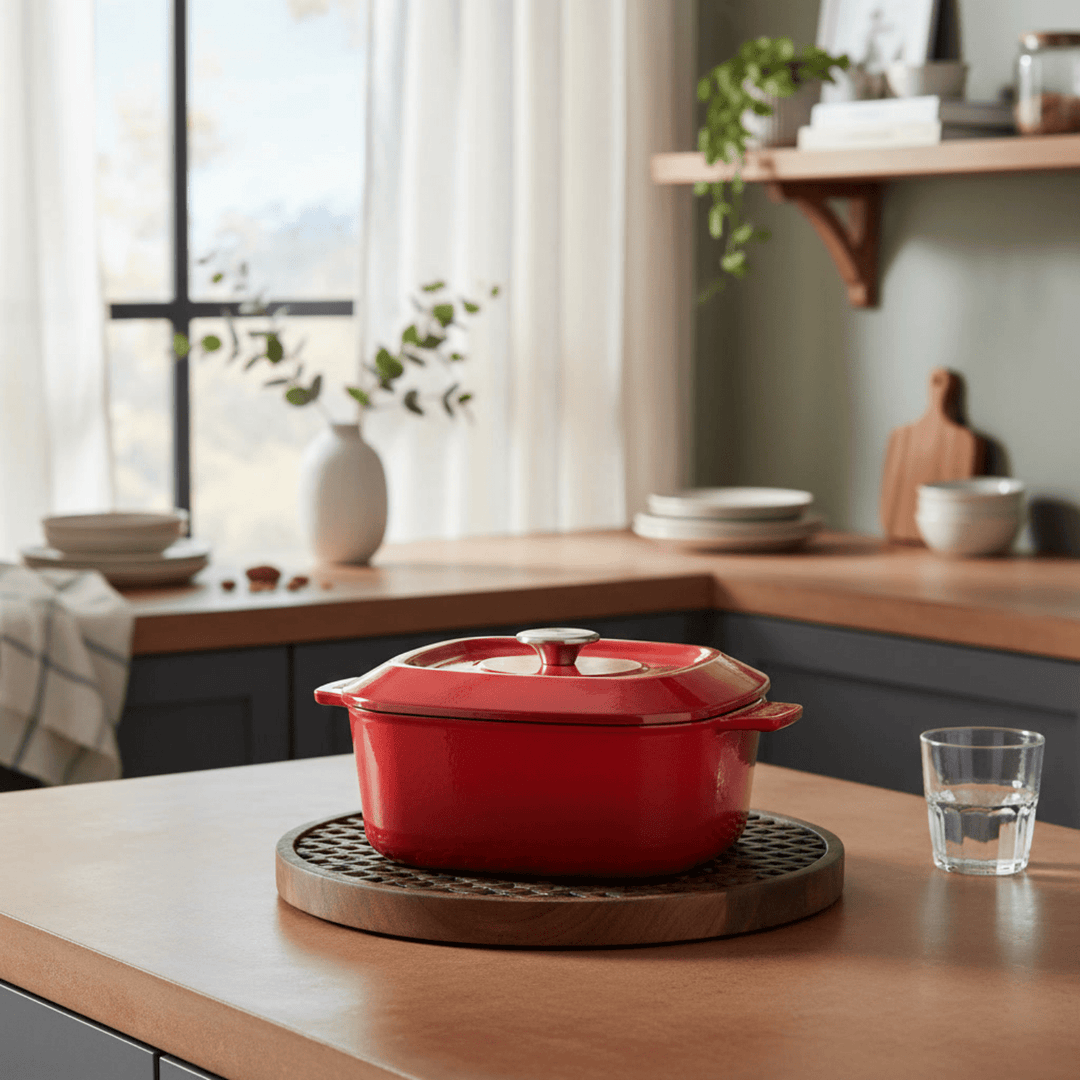 WOLL Cast Iron 24cm Square Casserole - Red by Ocean Canada