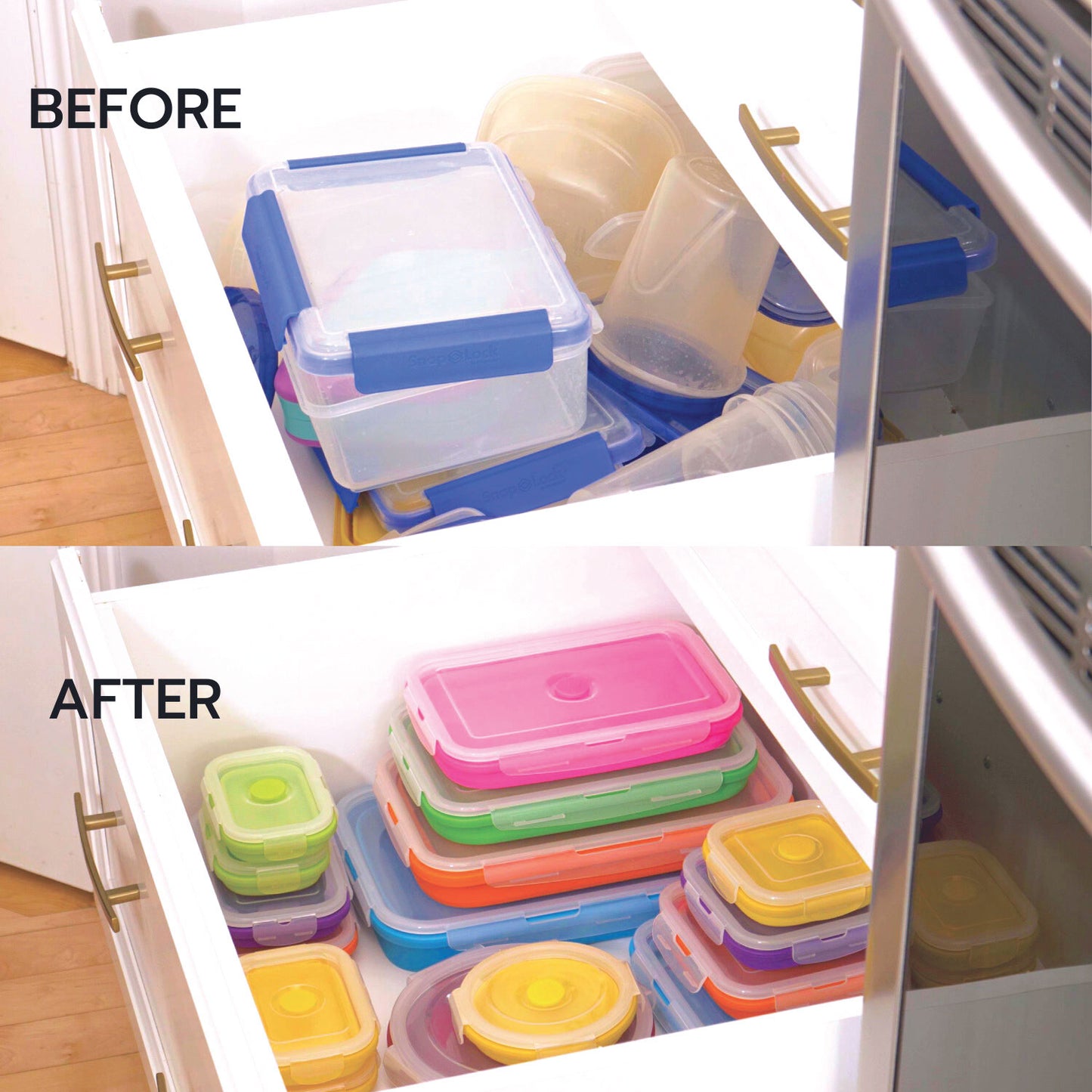 Flat Stacks Food Storage Container Set (4 Rectangle)